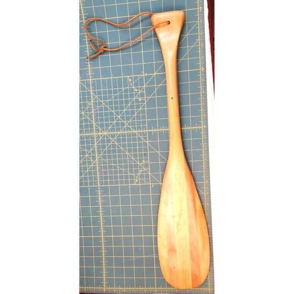 One 24.5 inch  Wooden Boat Canoe Paddle With Leather Wrist Strap - Picture 2 of 7